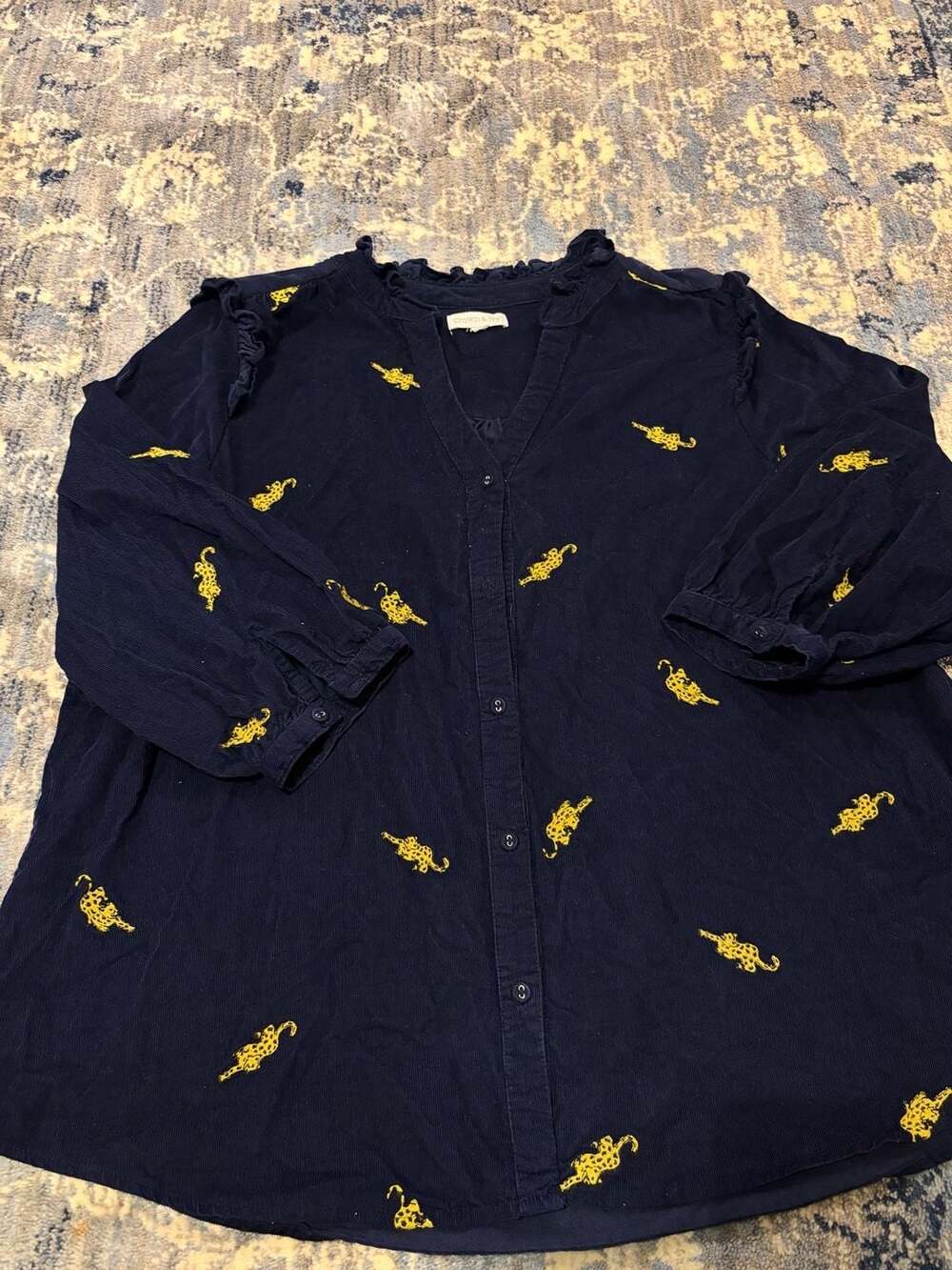 Crown & Ivy Corduroy Cheetah Print Button-Up